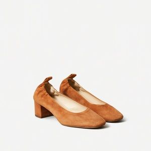 Everlane Day Heel in Cognac Suede
